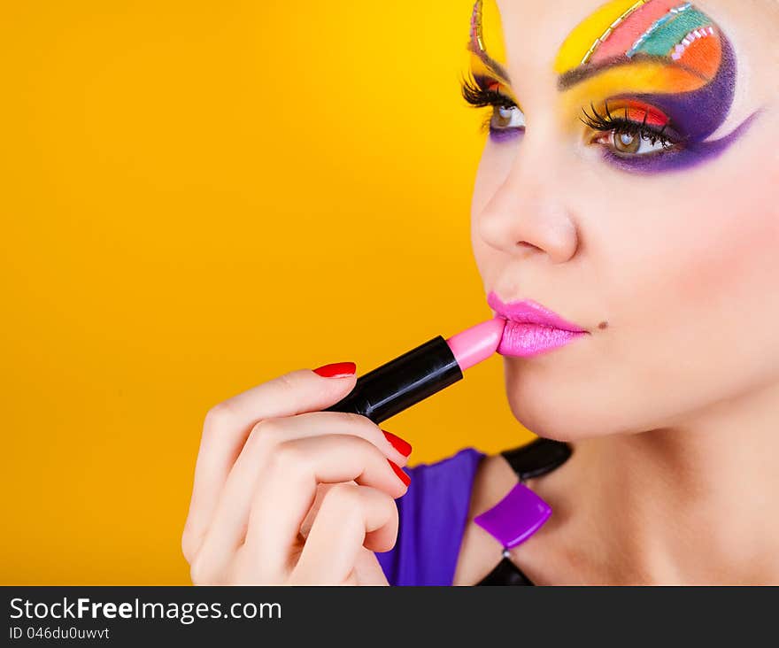 Close-up portrait of woman with a make-up. Close-up portrait of woman with a make-up