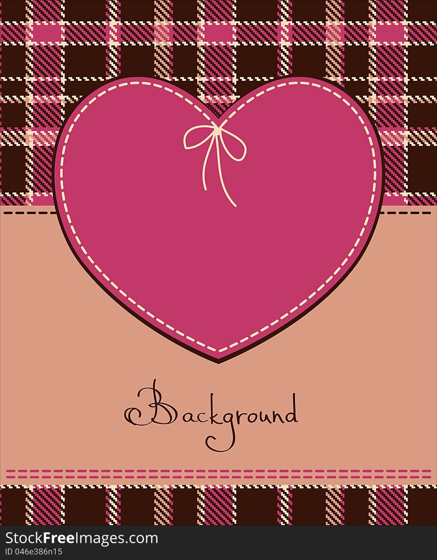 Pink Heart in stitched textile style