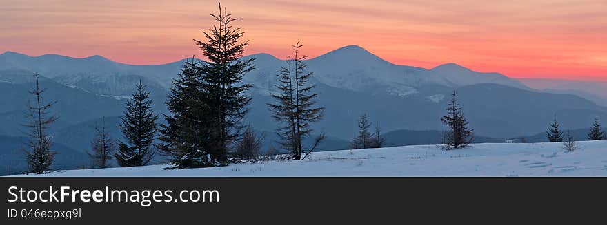 Winter Landscape at Sunset