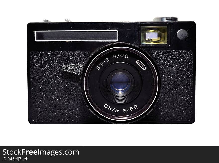 Old photo camera isolated on white background. Old photo camera isolated on white background