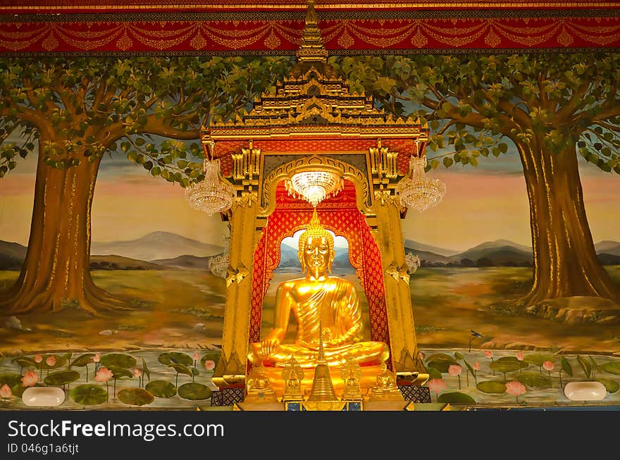 Golden Buddha In The Grand Temple