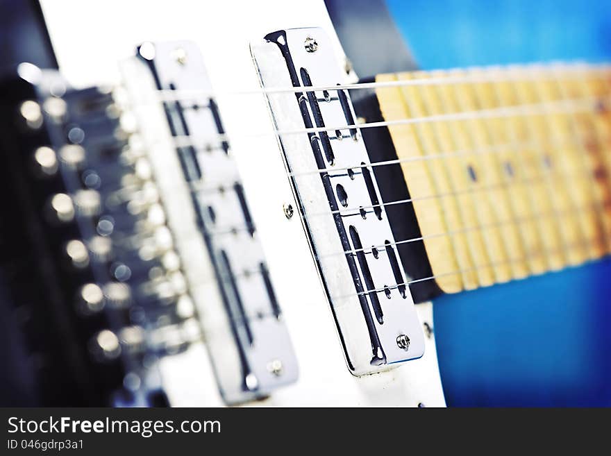 Close up on electric guitar