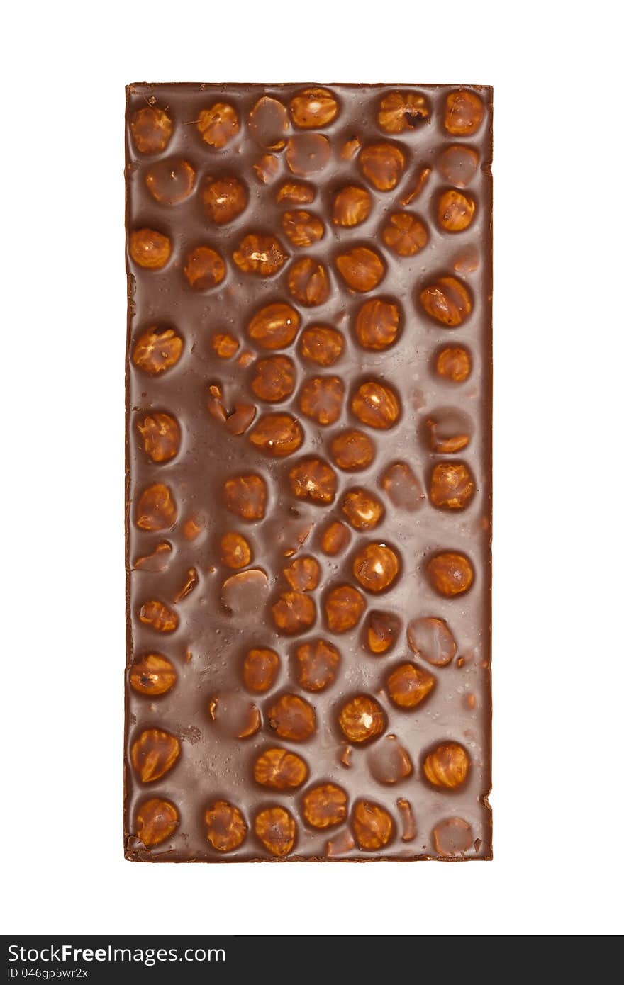 Chocolate Bar With Hazelnuts Isolated