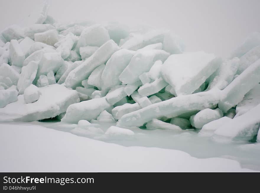 Ice rocks on a seaside