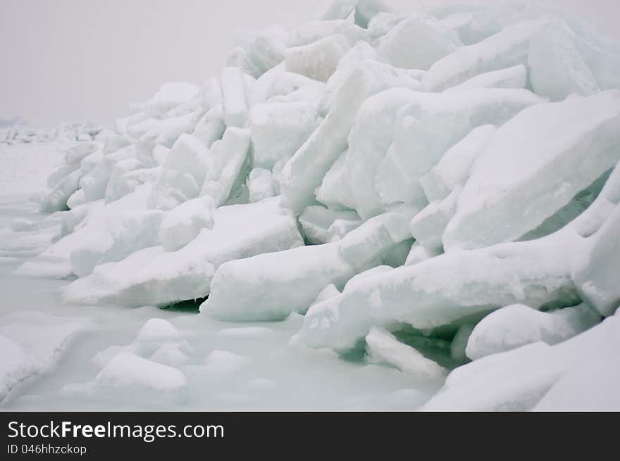 Ice Rocks On A Seaside