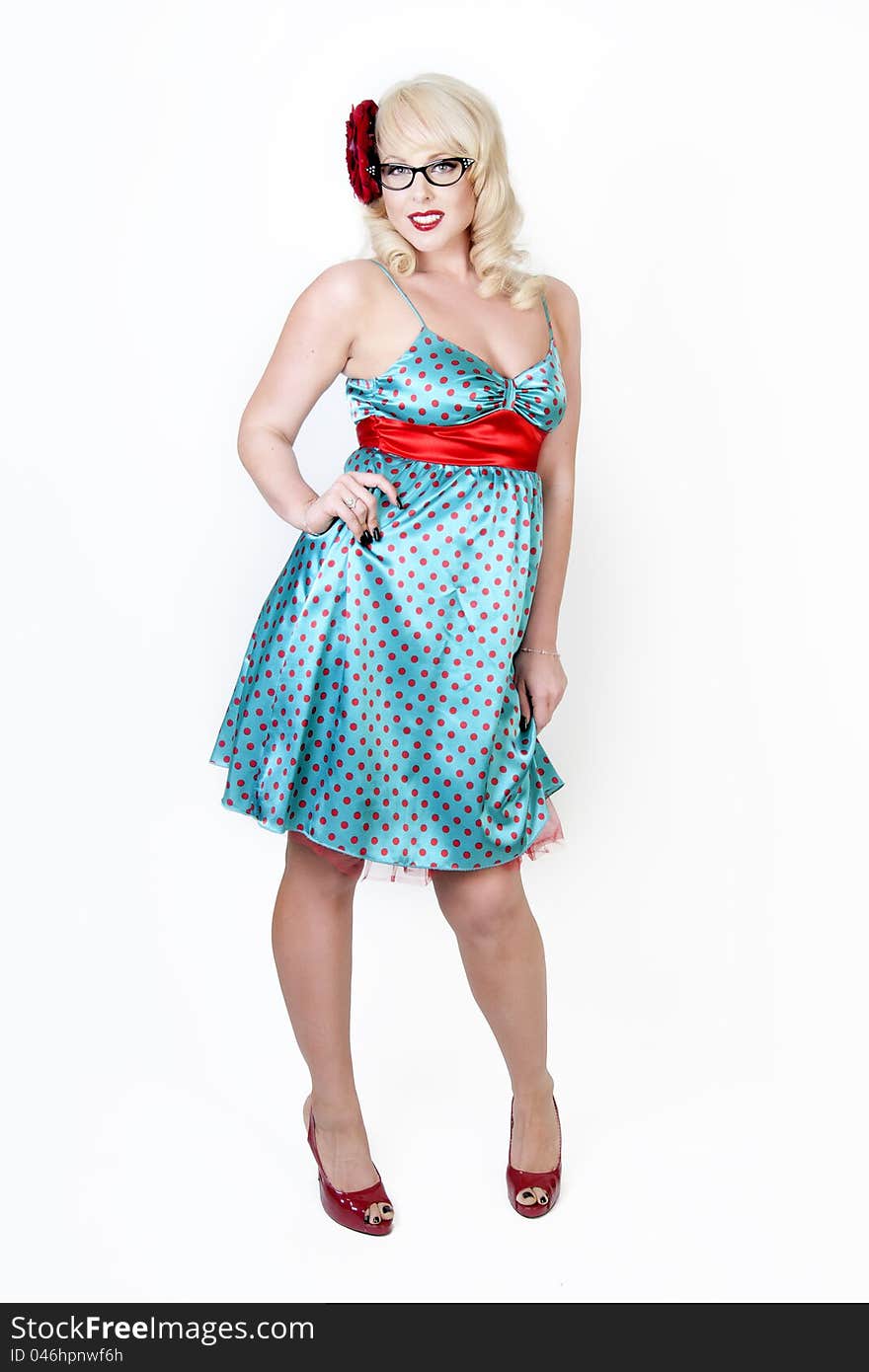 Gorgeous blonde pin up model posing. Gorgeous blonde pin up model posing