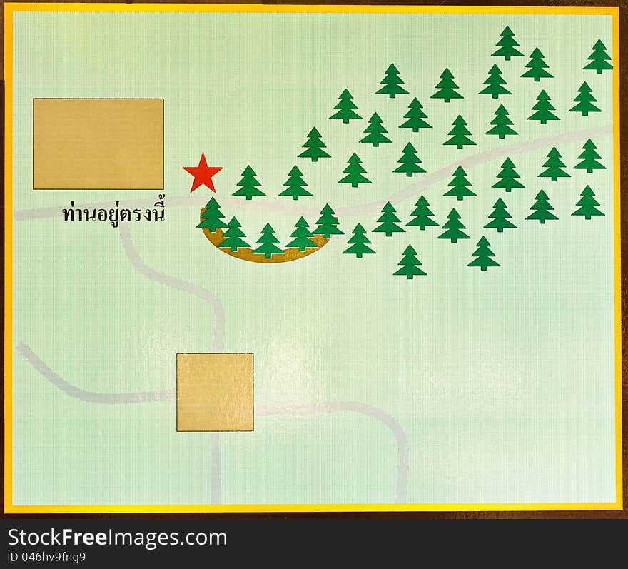 A map for tourist in arboretum. A map for tourist in arboretum