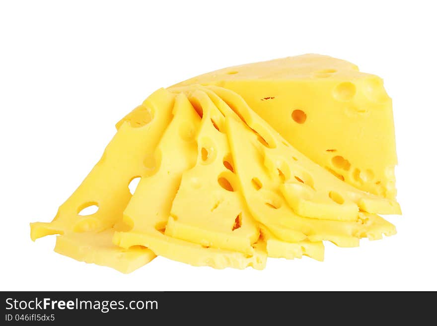 Piece of cheese isolated on a white background