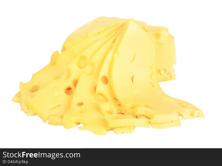 Piece of cheese isolated on a white background