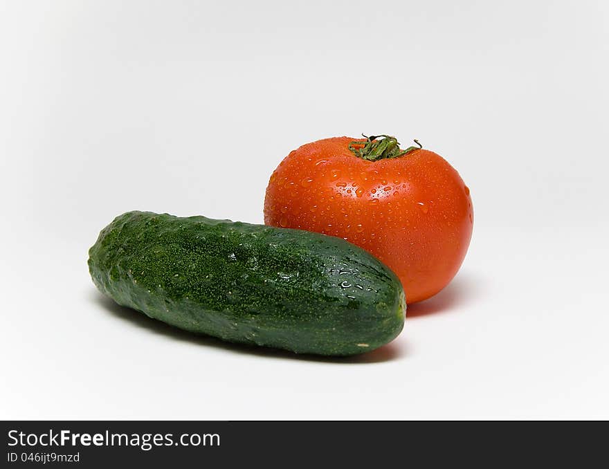 FRESH RIPE TOMATO AND CUCUMBER. FRESH RIPE TOMATO AND CUCUMBER