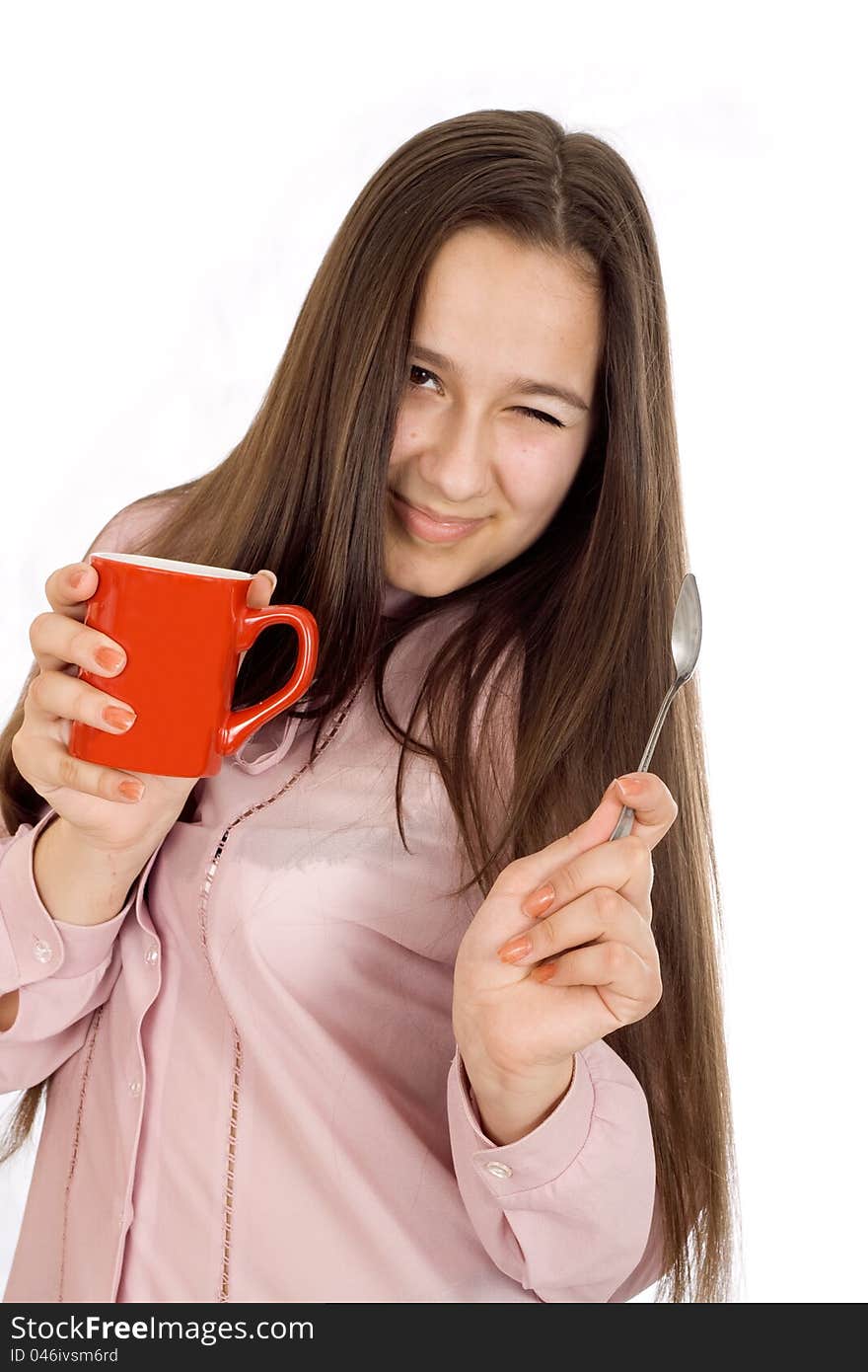 Woman holding a cup of coffee