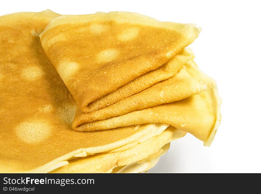 Homemade pancake  on a white background