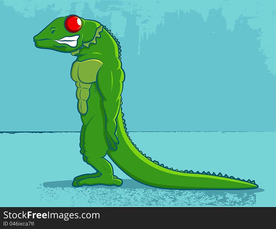 Illustration of an iguana standing on his hind legs. Illustration of an iguana standing on his hind legs