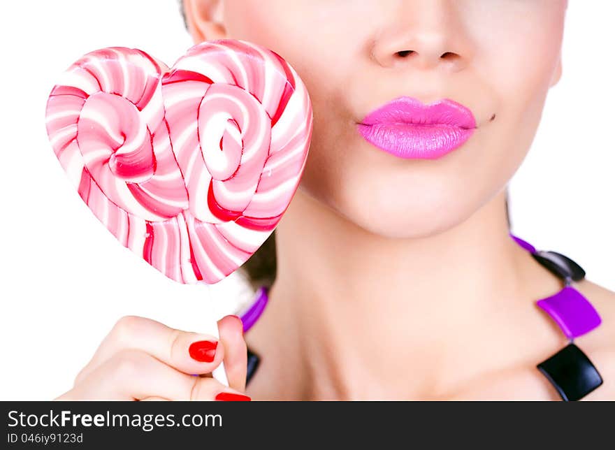 Beautiful woman holding lollipop cool. Beautiful woman holding lollipop cool