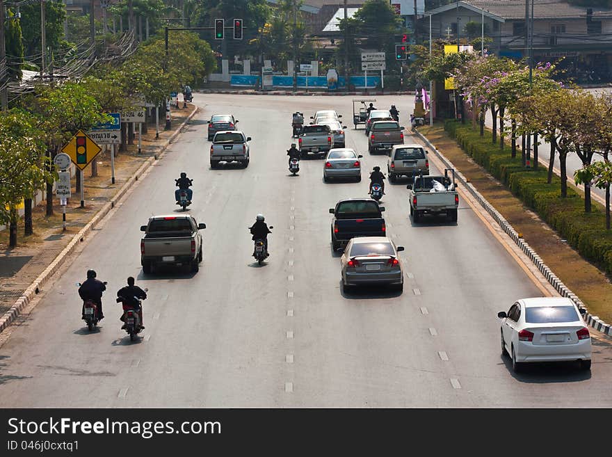 Slowdown transportation road cars bus. Slowdown transportation road cars bus