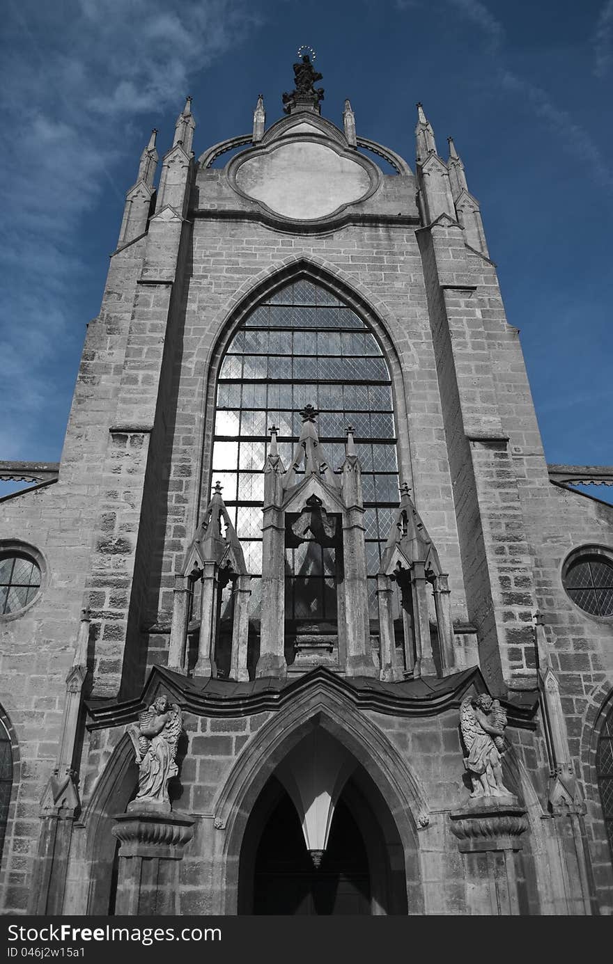 This blue toned black & white picture shows the kathedral in kutna hora next to prague in the czech republic. This blue toned black & white picture shows the kathedral in kutna hora next to prague in the czech republic