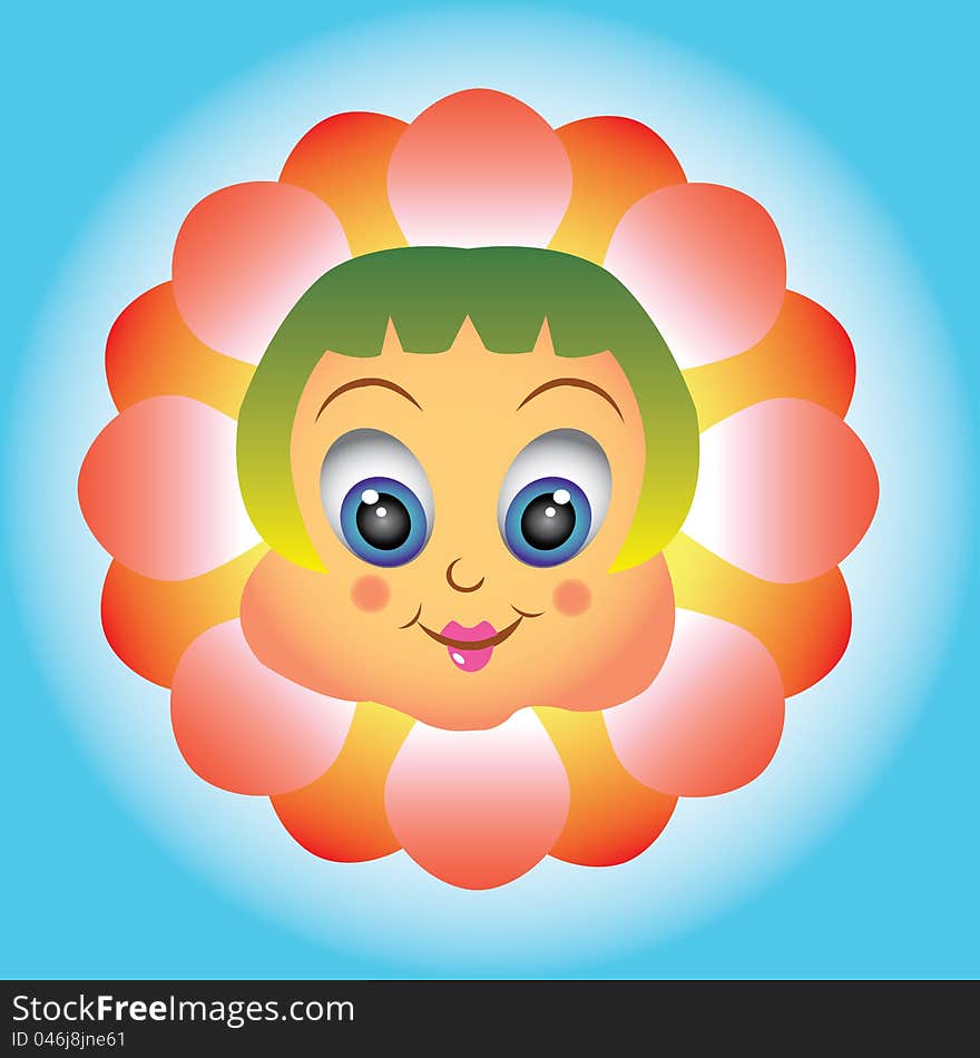 Decorative cartoon character, flora ornament background for colorful iconography. Decorative cartoon character, flora ornament background for colorful iconography