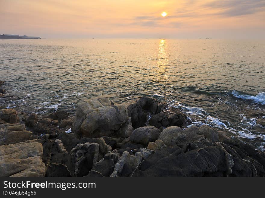 Sunrise over the sea, Taili, Xingcheng, northeast China.