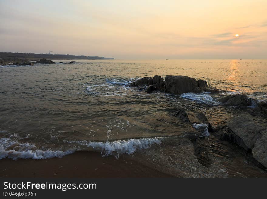 Sunrise over the sea, Taili, Xingcheng, northeast China.