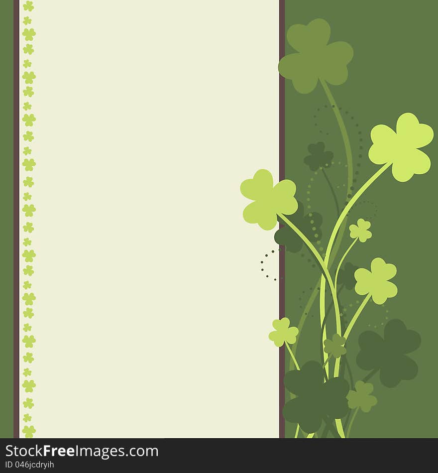 St Patrick's Day card with shamrock leaves in green colors. St Patrick's Day card with shamrock leaves in green colors