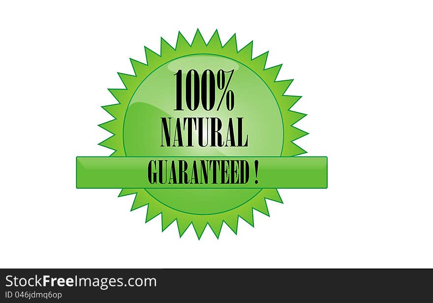 Green illustration of 100% natural mark on white background.