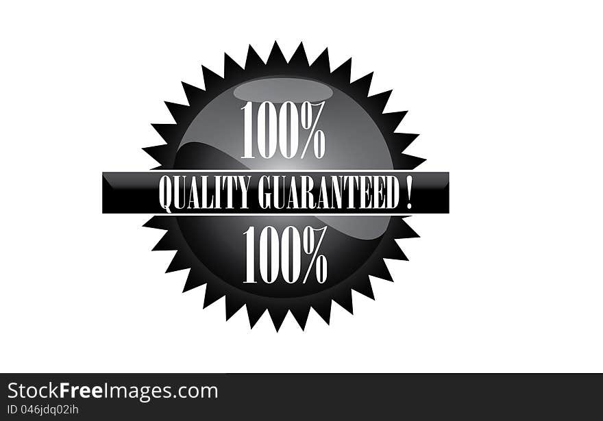 Black  illustration of 100% quality guaranteed mark on white background. Black  illustration of 100% quality guaranteed mark on white background.