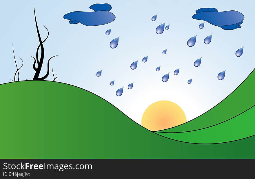 Vector illustration of spring weather with landscapes. Vector illustration of spring weather with landscapes.