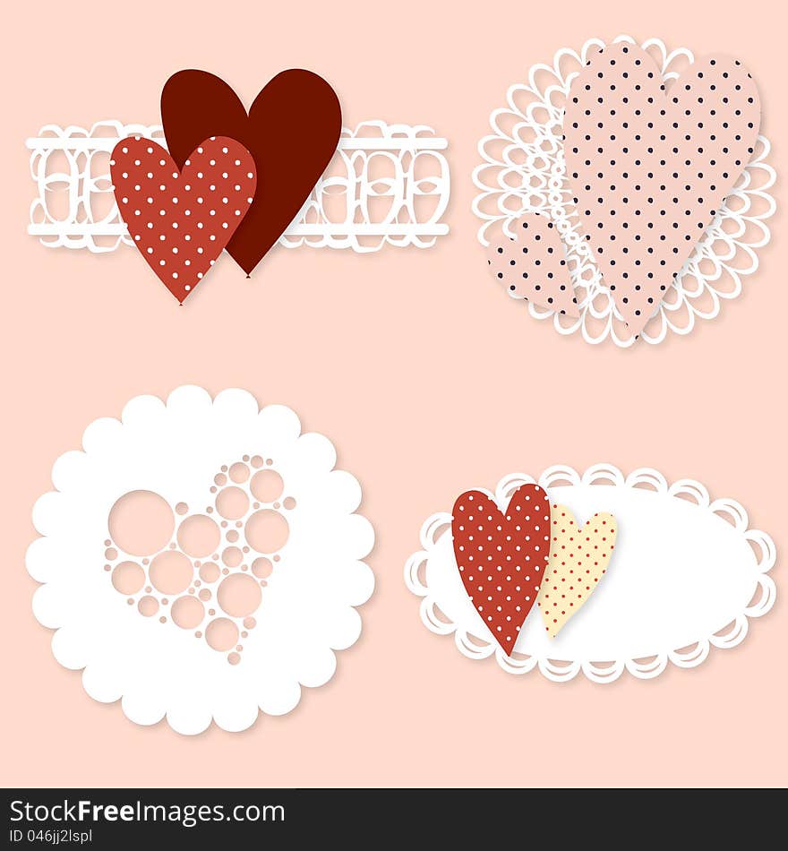 Clipart with pink and red hearts