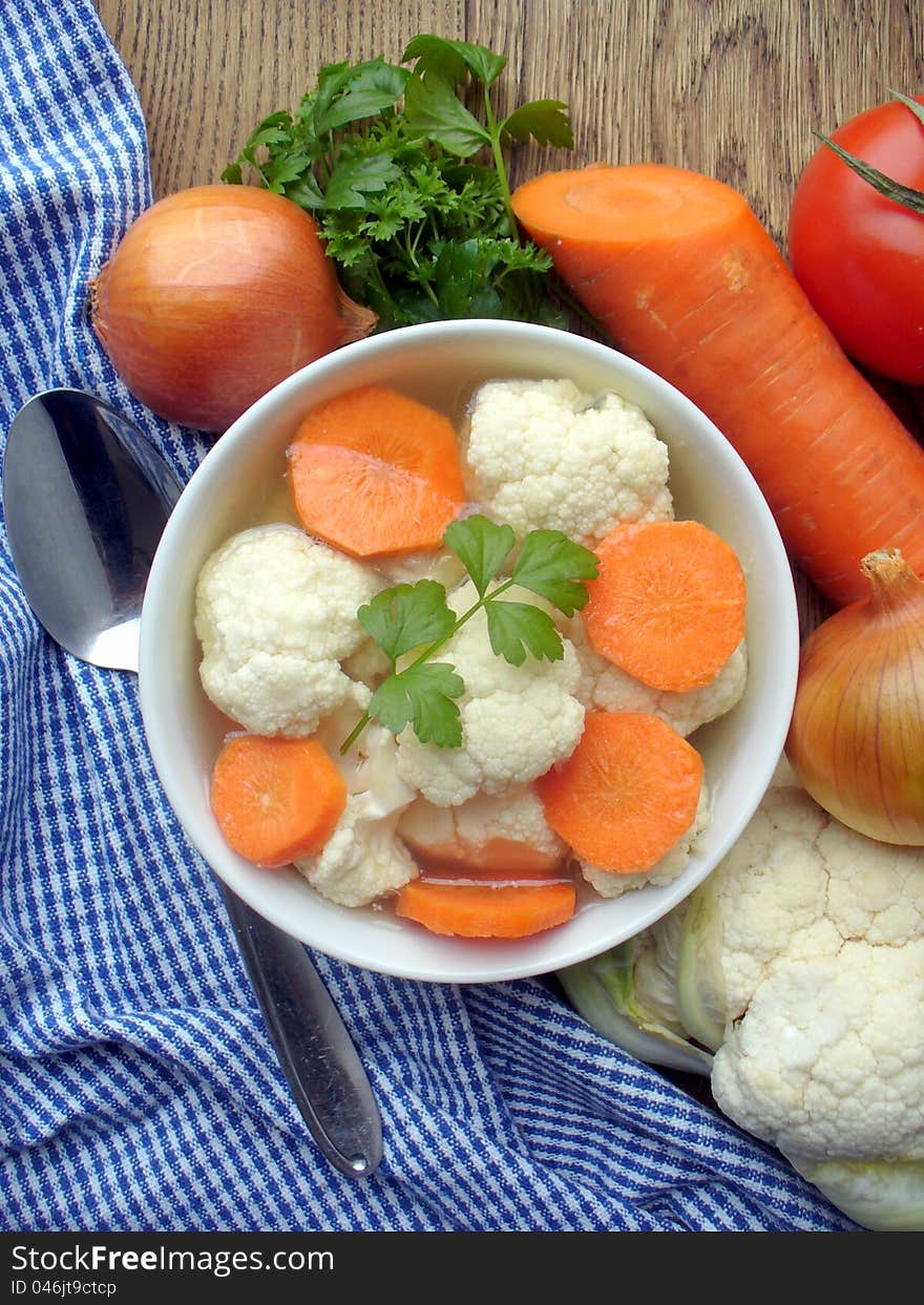 Fresh cauliflower soup ( close up )