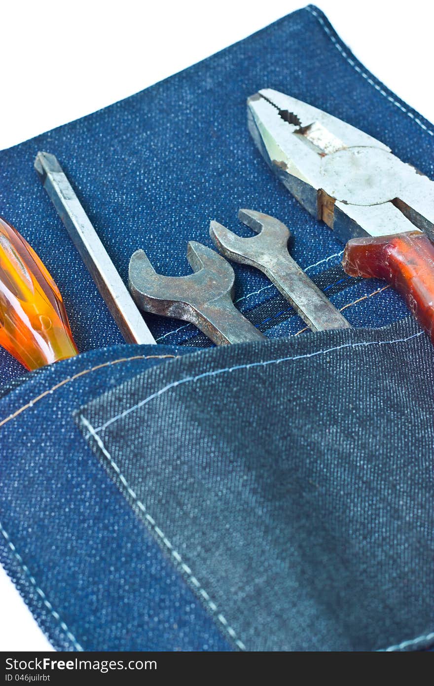 Tool pocket jean in a white background. Tool pocket jean in a white background.