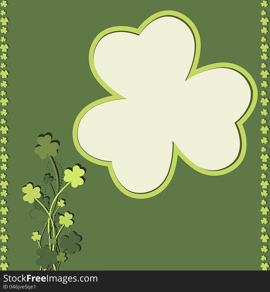 St Patrick's Day card with shamrock leaves in green colors. St Patrick's Day card with shamrock leaves in green colors