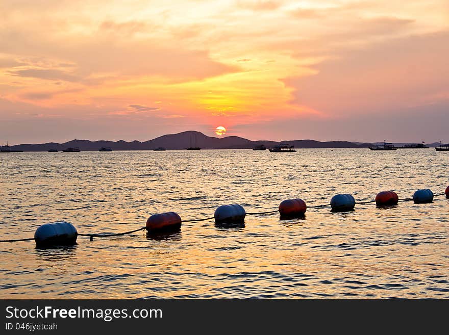 Sunset at beach of pattaya thailand. Sunset at beach of pattaya thailand