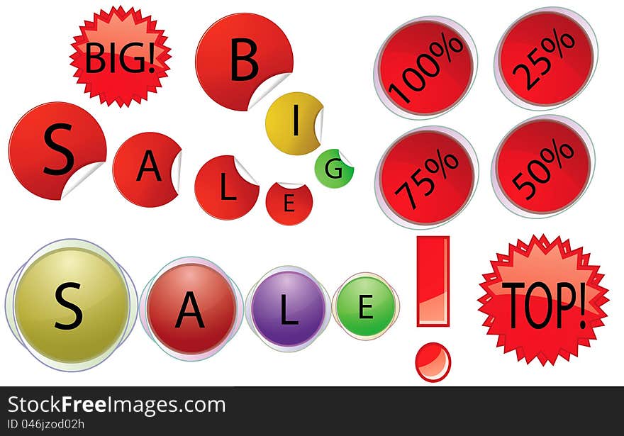 Vector discount sale objects on white bacground.