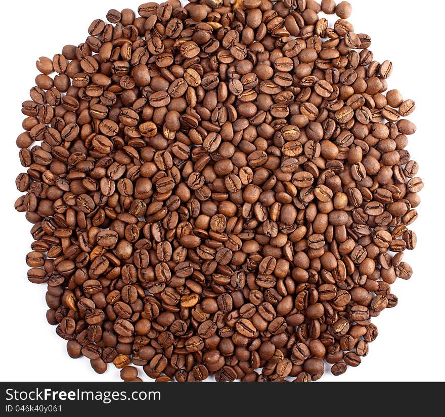 Pile of coffee crops on white