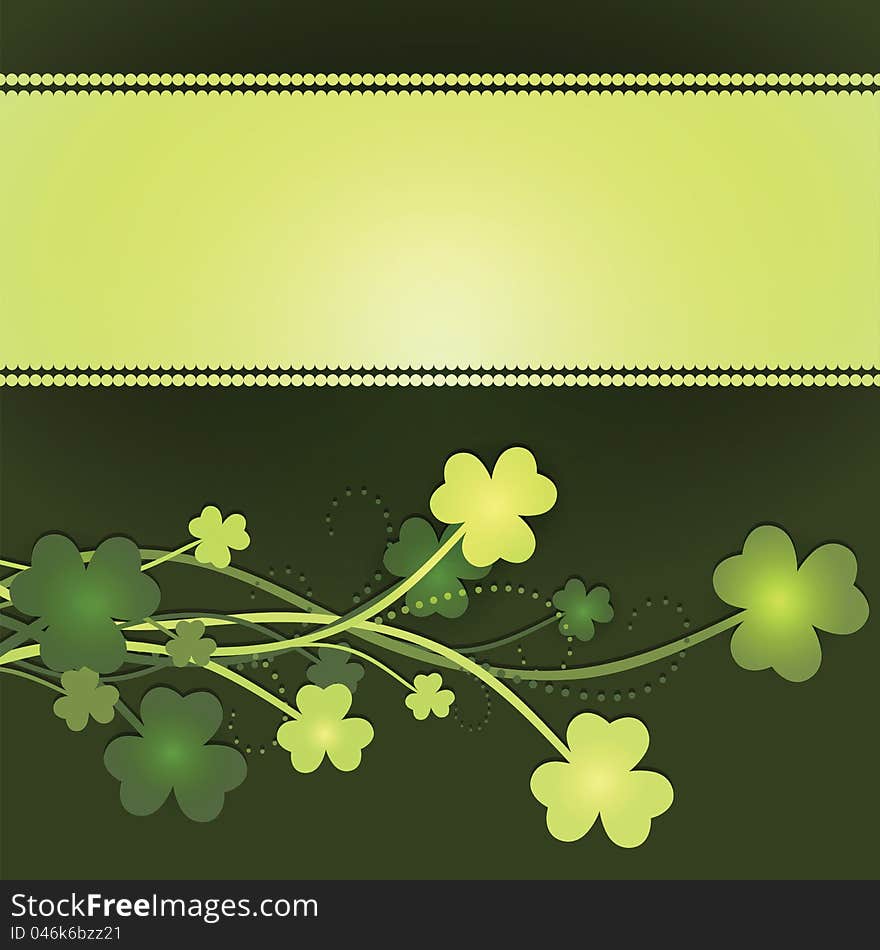 St Patrick's Day card with shamrock leaves in green colors. St Patrick's Day card with shamrock leaves in green colors