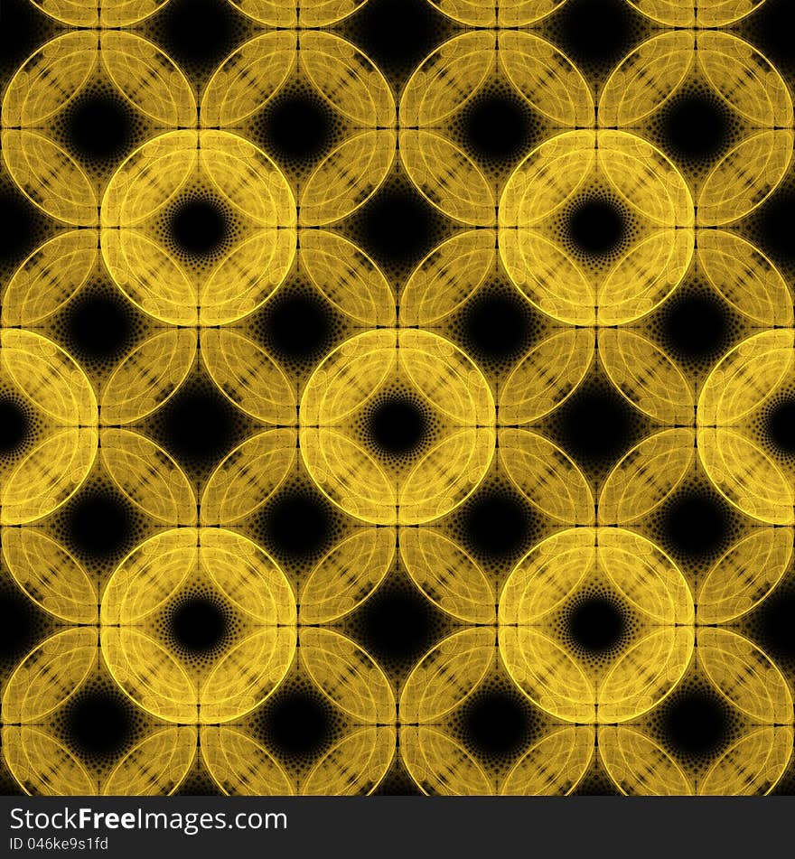 Seamless background of yellow circles on a black background. Seamless background of yellow circles on a black background