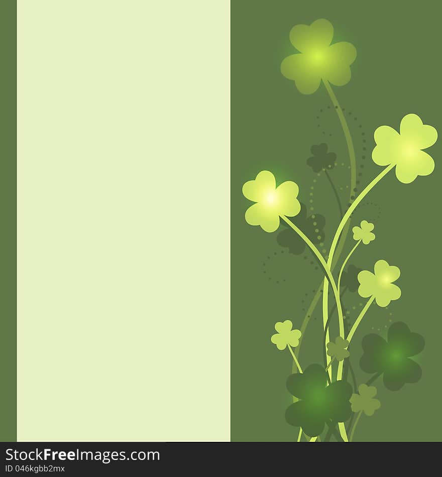 St Patrick's Day card with shamrock leaves in green colors. St Patrick's Day card with shamrock leaves in green colors