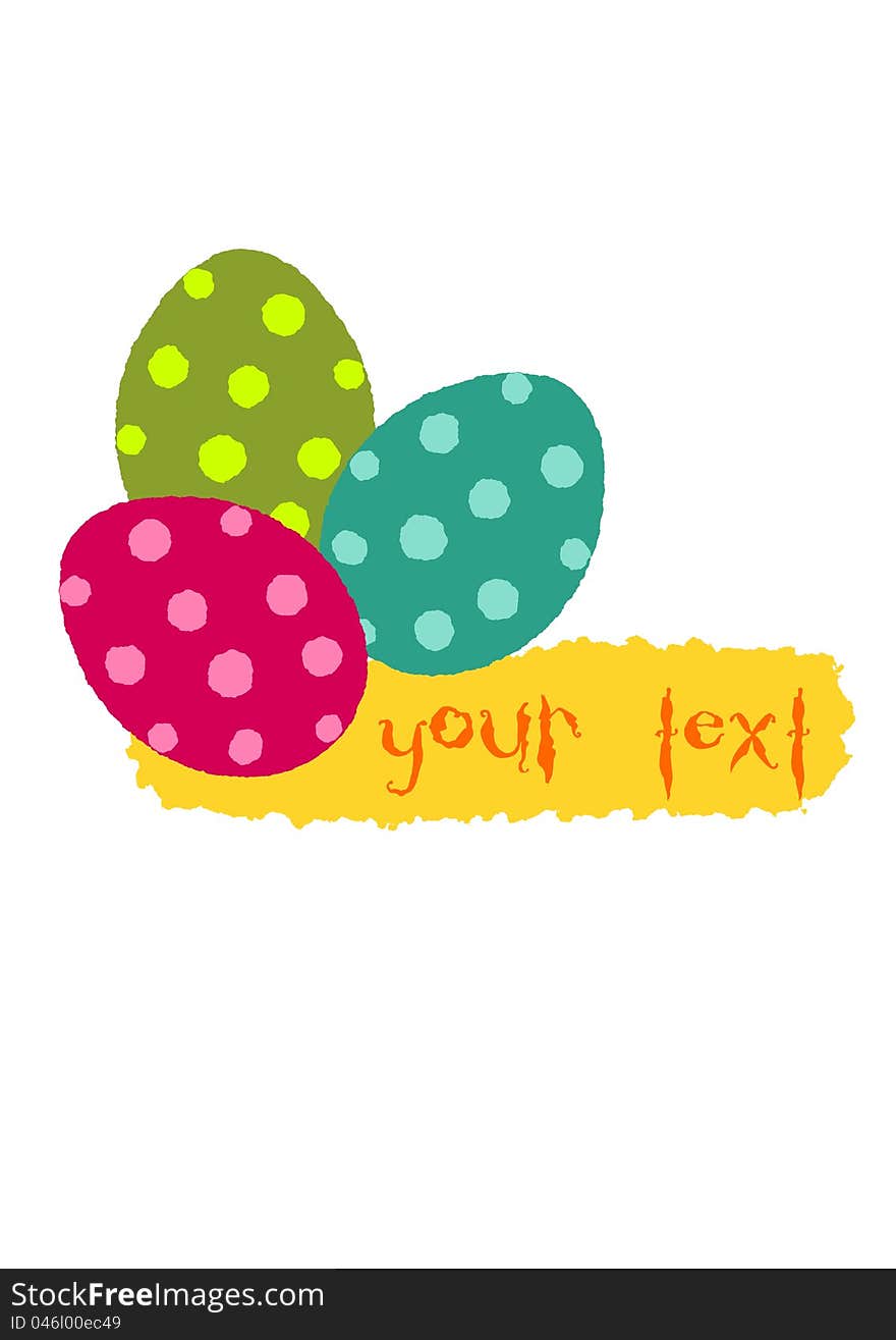 Simple easter illustration three colorful eggs with place for your text.