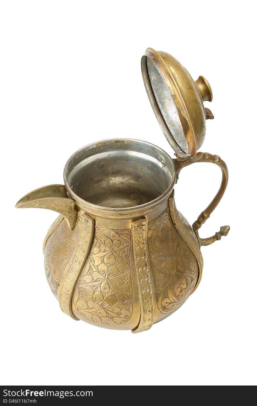 Ancient ornamental teapot, jug, open