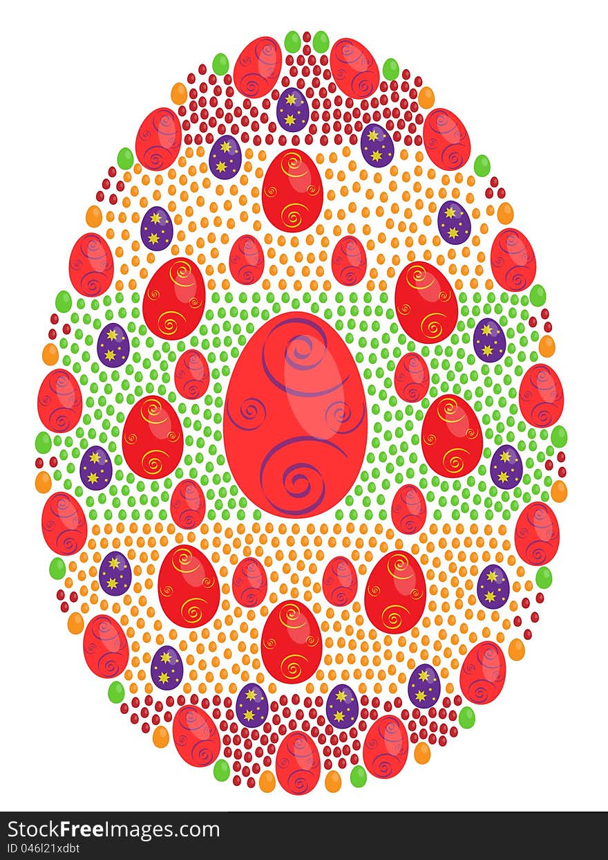 Big Easter Egg made of little colorful eggs that are grouped by color,easy to edit