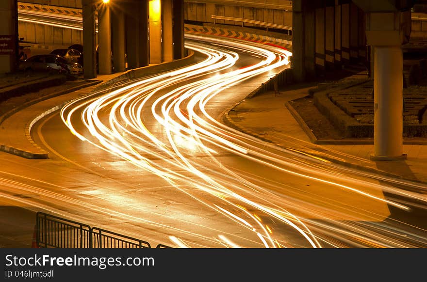 Traffic in city at night