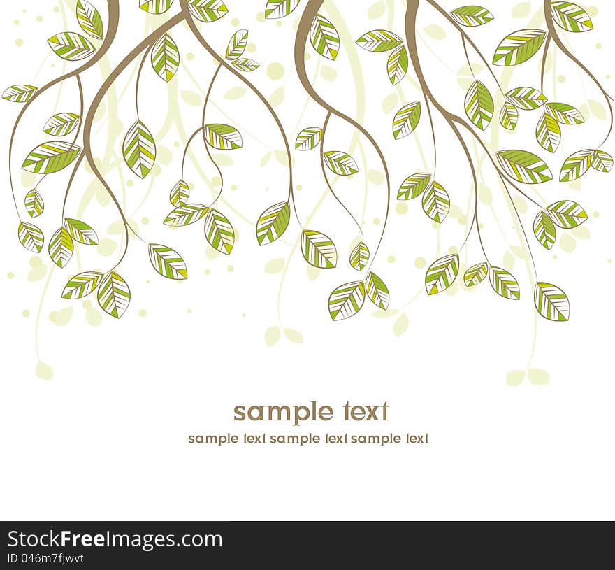 Branches with leaves on white background