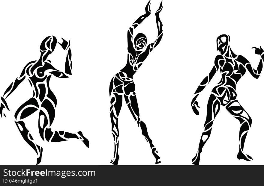 Silhouettes of dancing woman