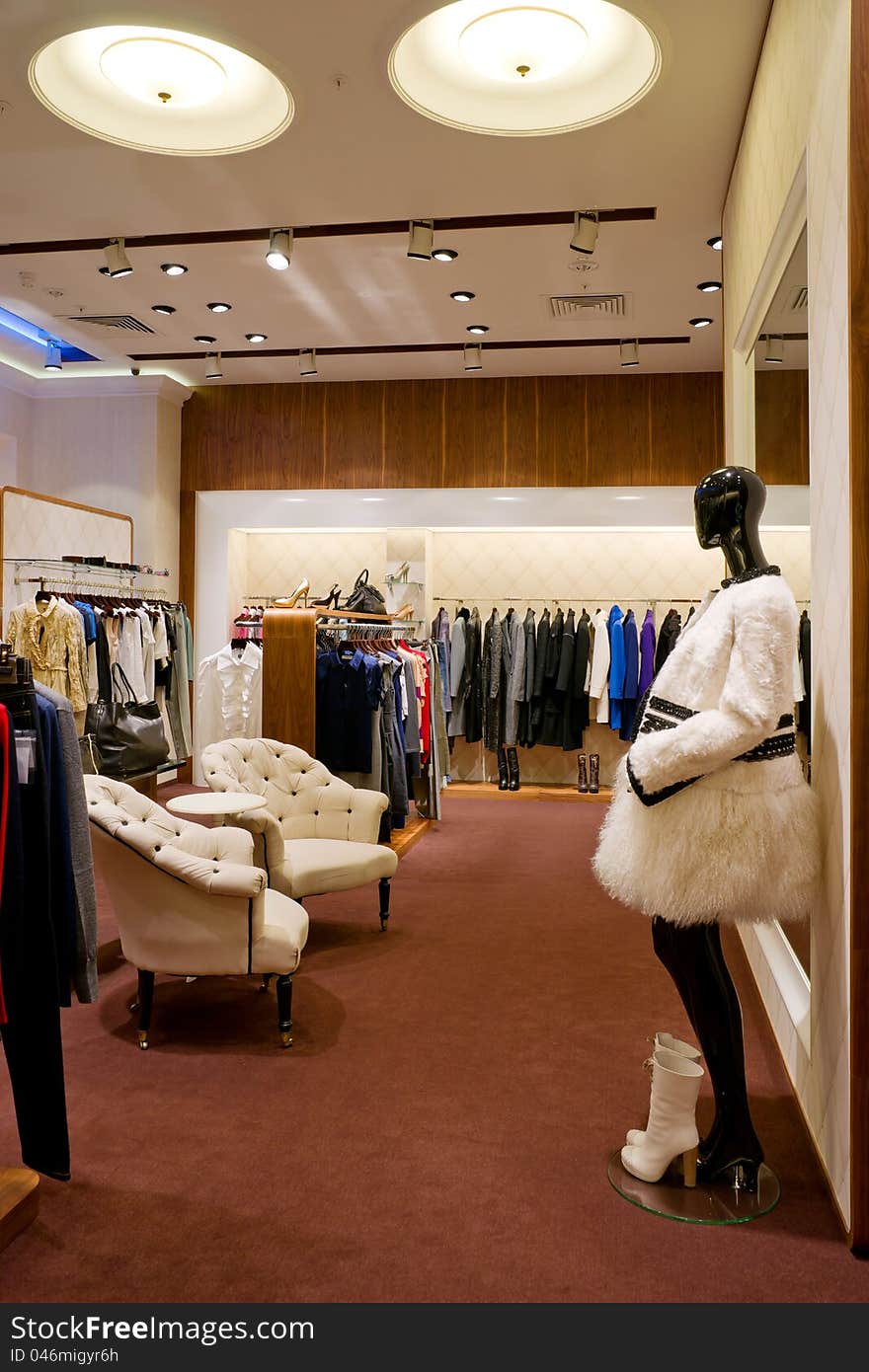 Interior of shop of fashionable clothes