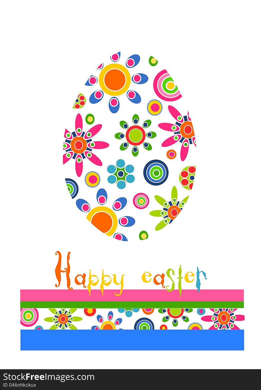 Colorful beauty floral easter egg