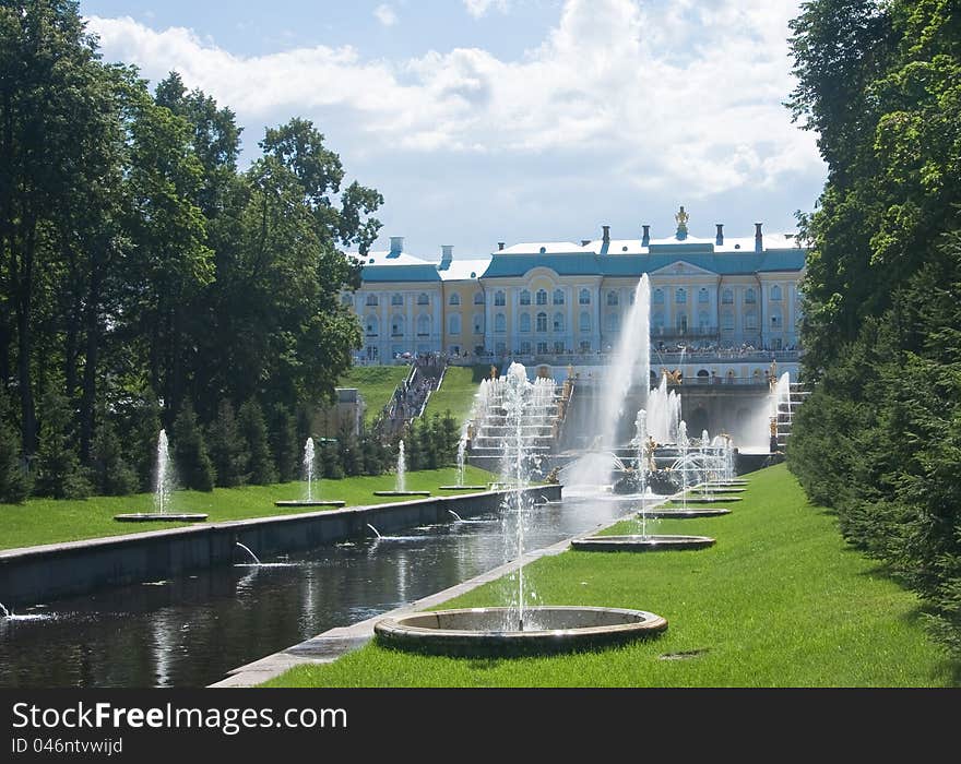 Grand Cascade Fountains at Peterhof Palace garden