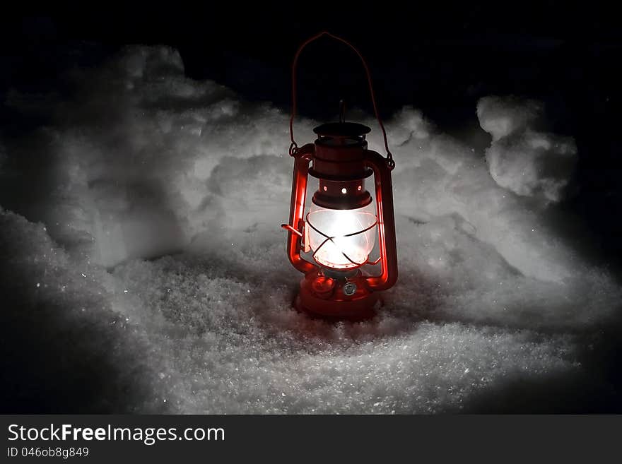 Lantern snow winter fire light