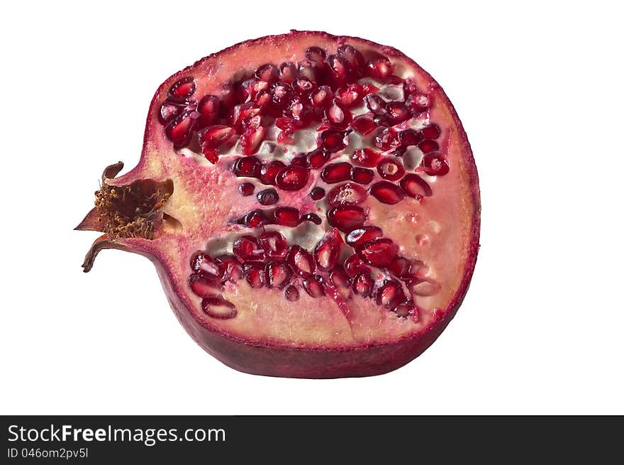 Half of pomegranate isolated on a white background