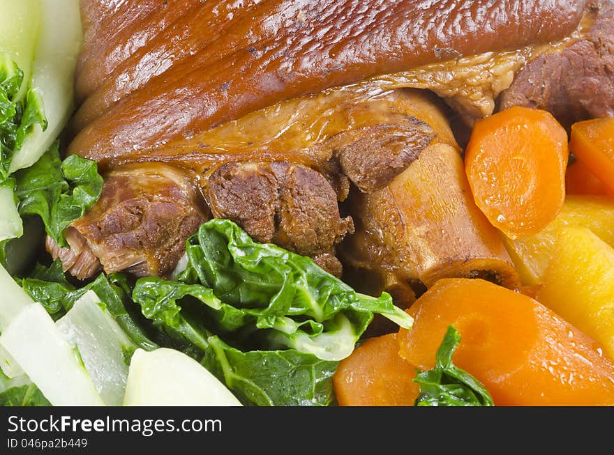 Stewed Ham Hock Served with Vegetables