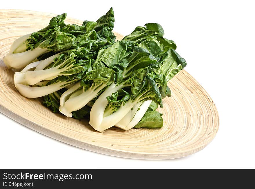 Baby Bok Choy on a Bamboo Tray